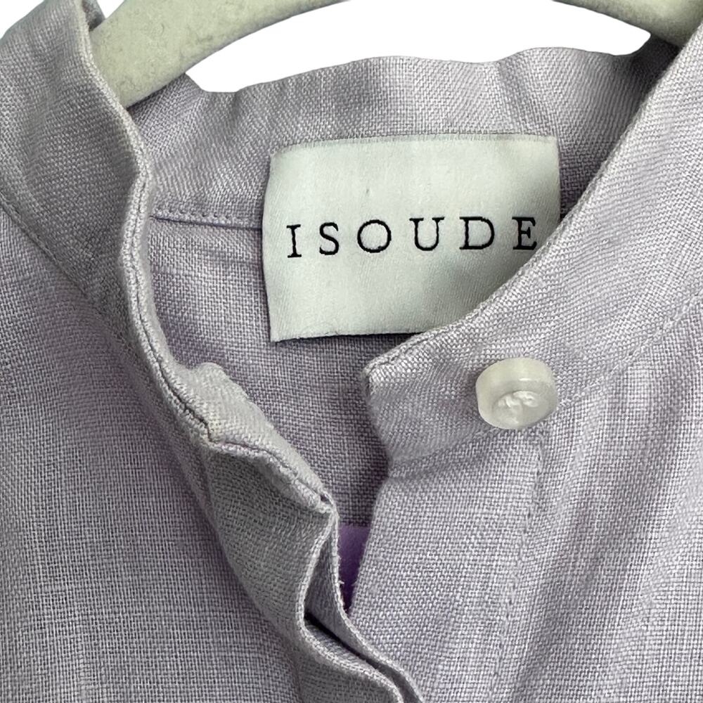 Isoude Mandarin Collar European Linen Dress Lavender Medium - Picture 11 of 16